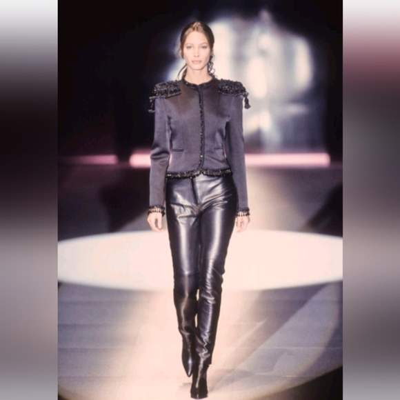 GENNY butterysoft Italian Leather Straight Leg Pants Runway '93 Sz 8 - Picture 1 of 14